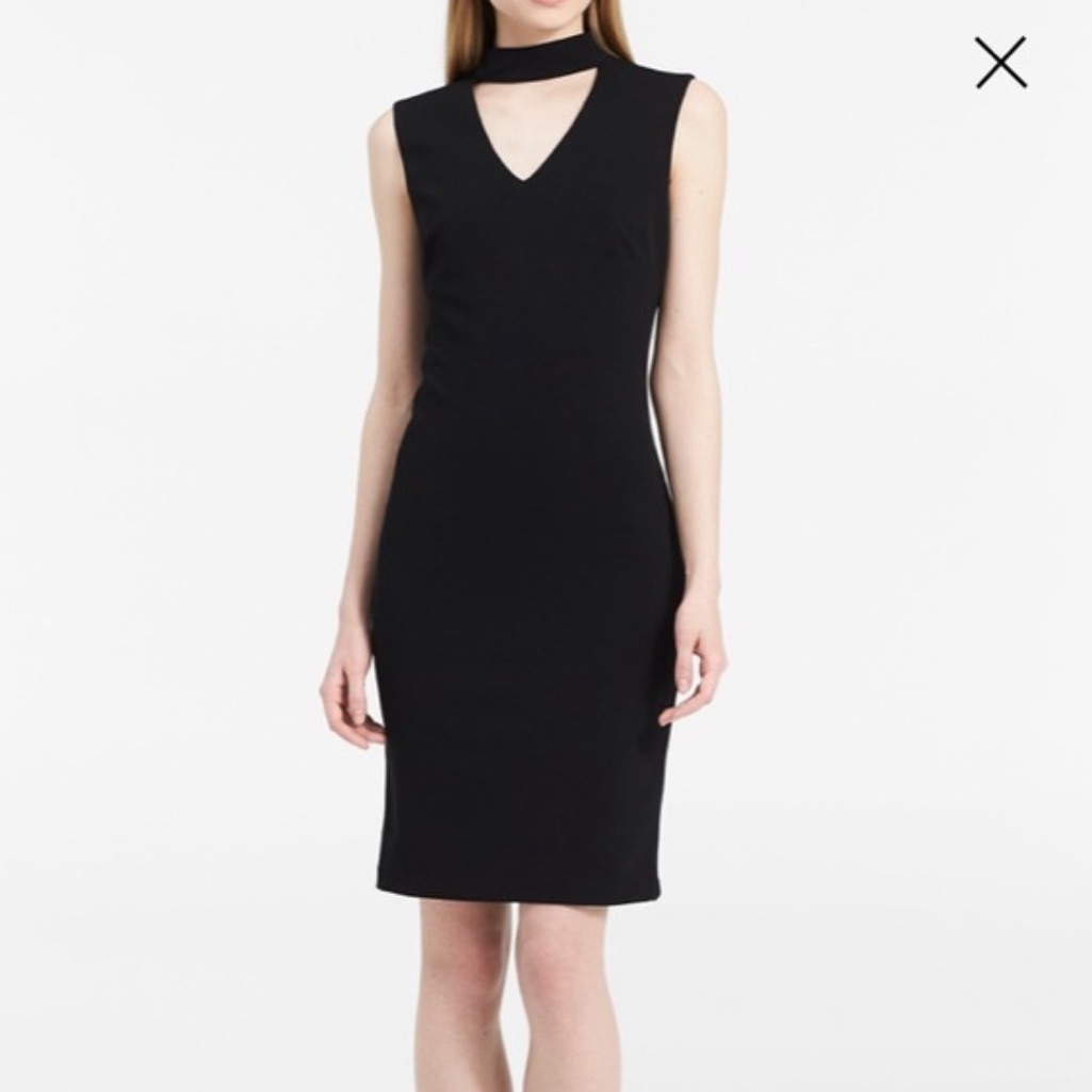 Calvin Klein Womens Choker V-Neck Sheath Dress